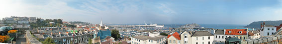 St Peter Port : a panoramic view taken from the car park of St Barnabas church