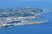 Guernsey, St Peter Port and St Sampsons seen from the plane